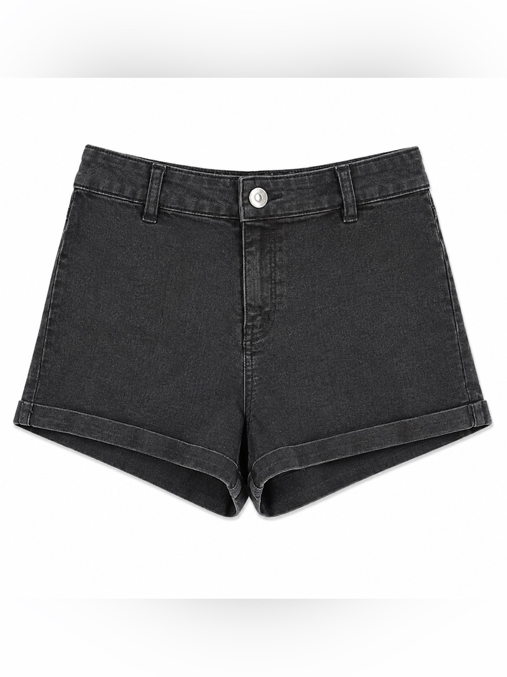 High-Rise Black Denim Shorts